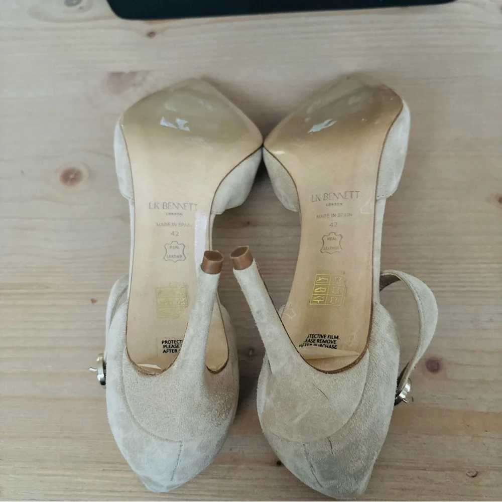 LK Bennett Women’s Cream Suede Heels Stilettos‎ Size 42 or US 11.5 Monet Ankle